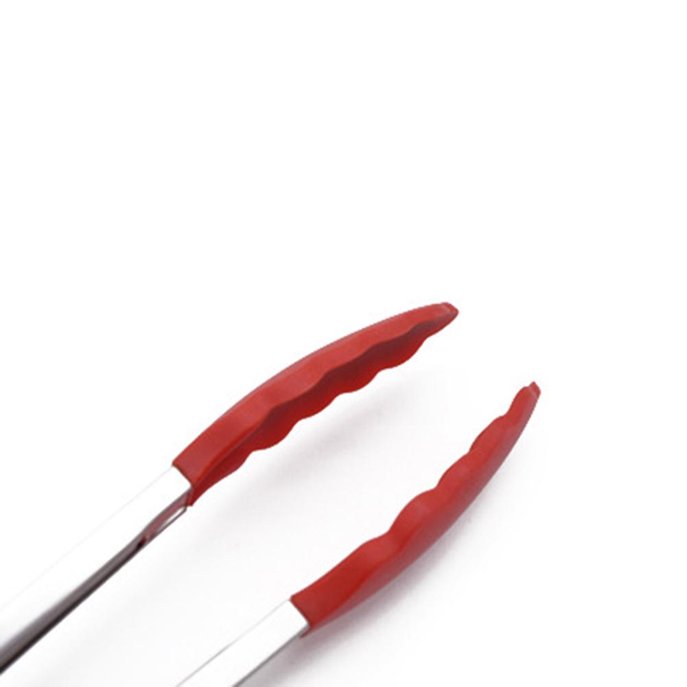 Healthy  Anti-Slippery Food Tong Heat-Resistant Clip Silicon Stainless Steel Pincer Kitchen Tool
