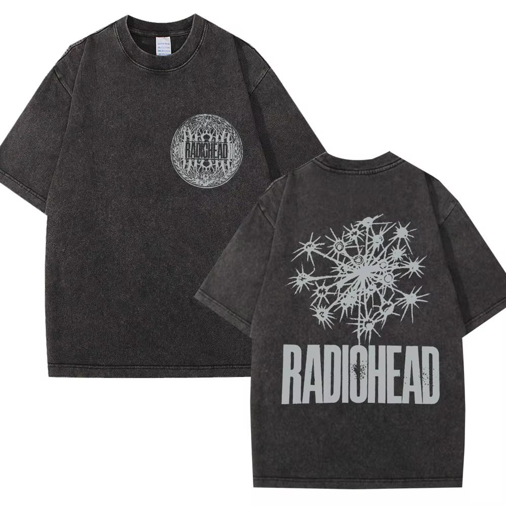 Wyprała Koszulka Retro Rock Band Radiohead The Bends Mężczyźni Kobiety Moda Hip Hop Gotycka Koszulka Oversize Bawełniana Codzienna Męskie Koszulki