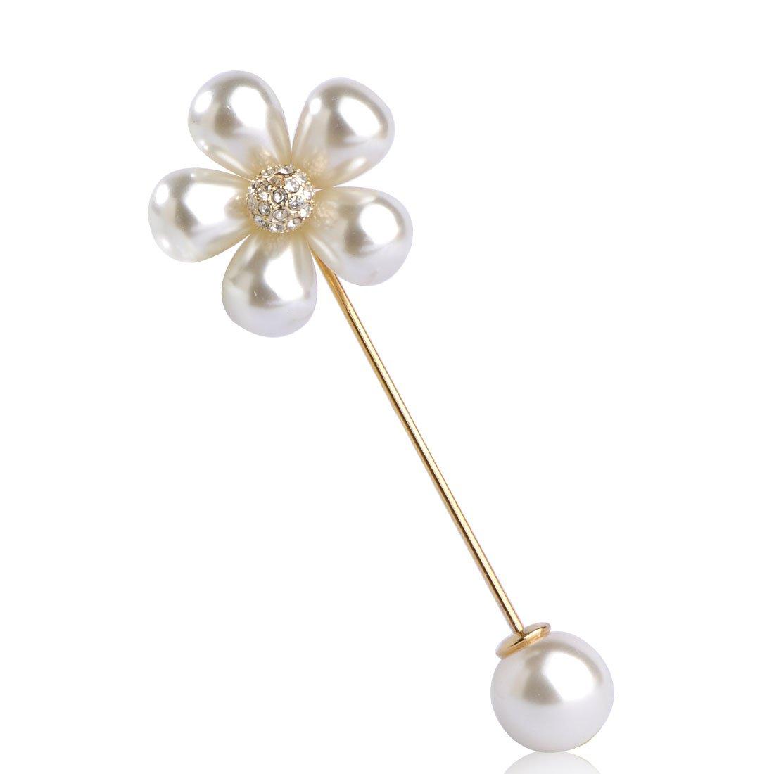 

MECHOSEN Pearl Flower Brooch Pin Petal Antique Graduation Ceremony Opening Ceremony Day Gift Day Present Day Day Stylish Scarf Pin Stole Pin Tuck Pin білий