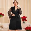 Plus Size Lös badrock Hemservice Tunn Vit Spets Pyjamas Dam Simulation Silk Home Cardigan