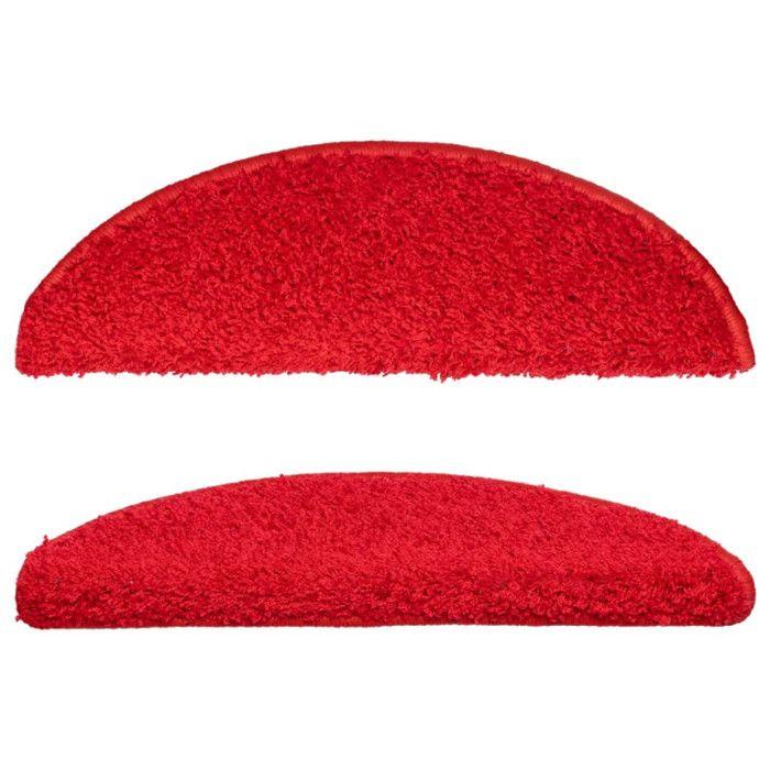 VidaXL Tapis d'escalier 15 pièces 56 x 17 x 3 cm Rouge Demi-rond 133899