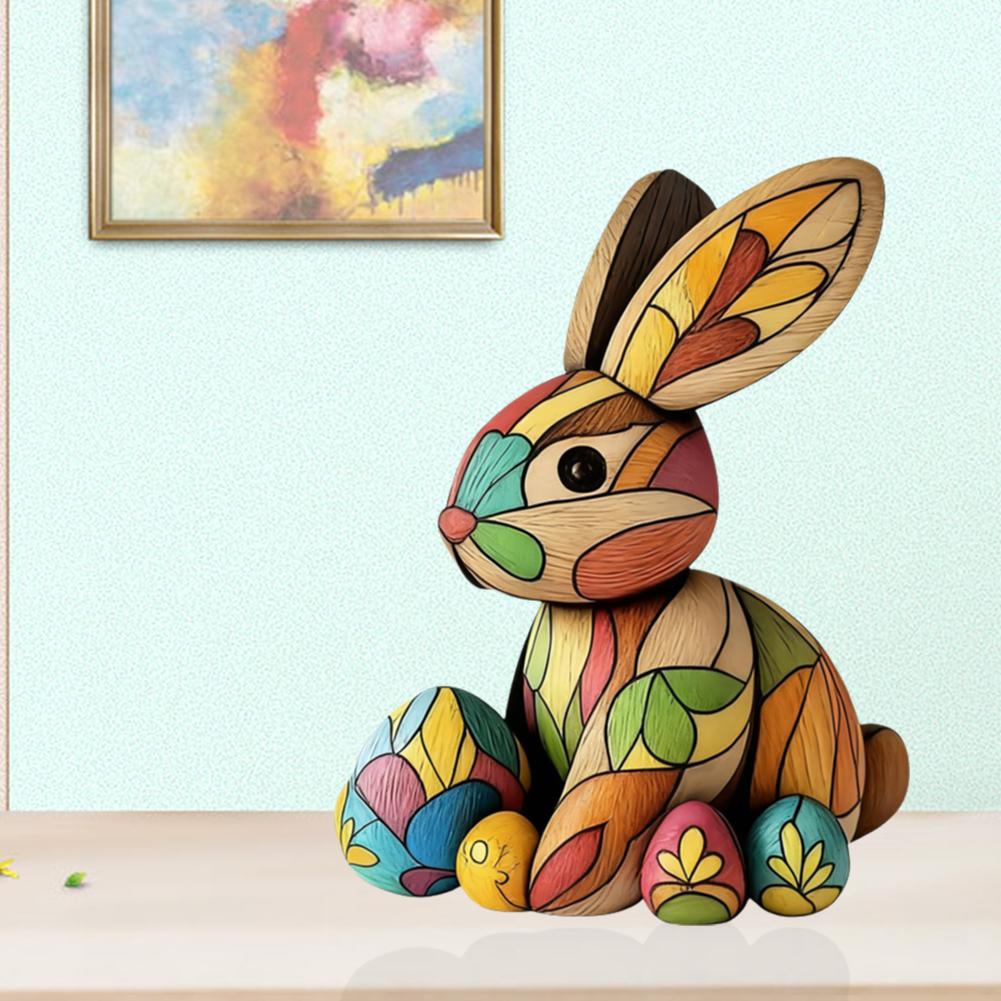 2D Flat Wooden Sculpture Rabbit Wooden Ornament, Bunny Shaped Christmas Ornament for Home Office Desk Decoration Holiday Gifts