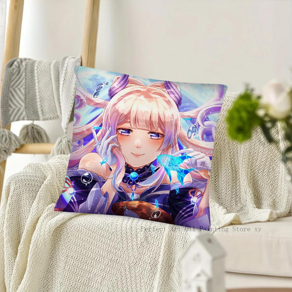Game Anime Genshin Impact Sangonomiya Kokomi Pillow Case Square Pillow Cushion Cover Bedroom Sofa Room Decoration Casual