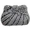 Diamonds White Clear Women Evening Bag Luxury Flower  Rhinestone Clutches Crystal Handbag 32 Colors Wedding Bridal Party Purses