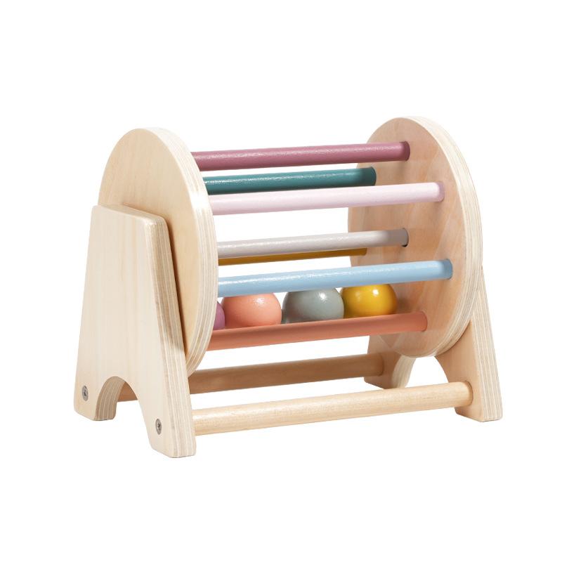 Montessori Infant Wooden Toys Coin Ball Busy Drum Baby Teaching Aid Gifts Color Shape Cognition Match Educational Sensory Toy Geometric Shape