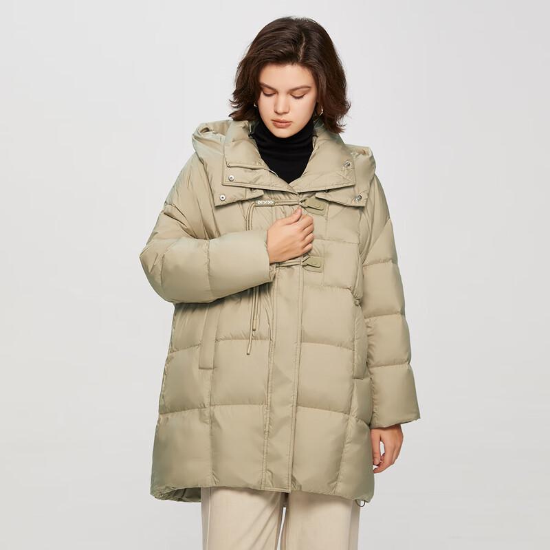 

Women s Relaxed Mid-Length Long Sleeve Down Jacket M