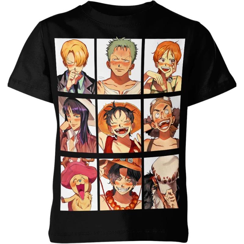 Summer 3D Digital Printing Anime One Piece Men's  Round Neck T-shirt Children Street Fashion Leisure Cosplay Shirt