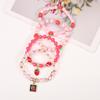 Strawberry Pendant Pink Beads Multilayer Stretch Bracelet Cute Fruit Design Hand Decoration Gift For Women