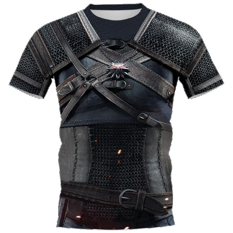 Medieval Armor 3D Printed Warrior Cosplay Men's Summer Vintage Crewneck Short Sleeve Hip Hop Kids Street Fun Casual T-shirt Top