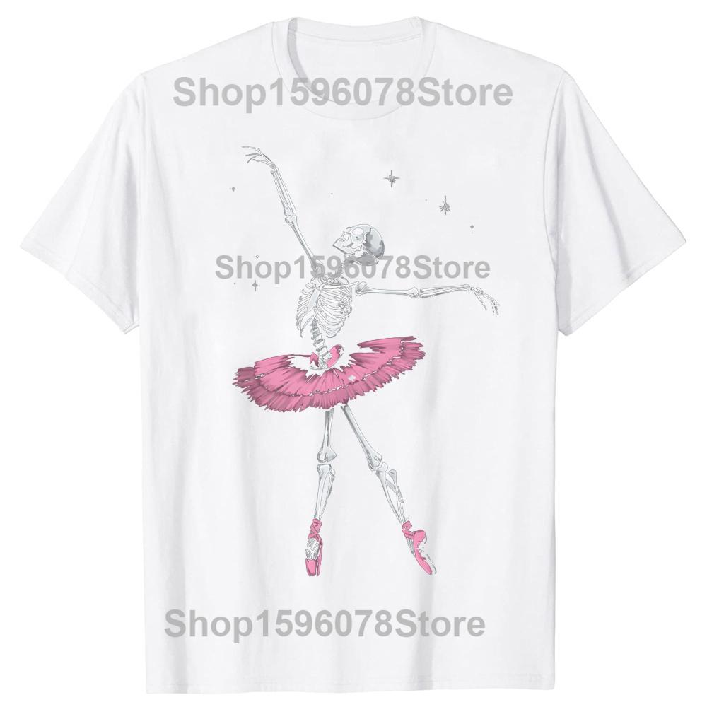 Funny Skeleton Ballet Graphic 100 Cotton Tshirts Unisex Womens Fashion Casual Tshirt Loose Oversized Streetwear Dancer T Shirt