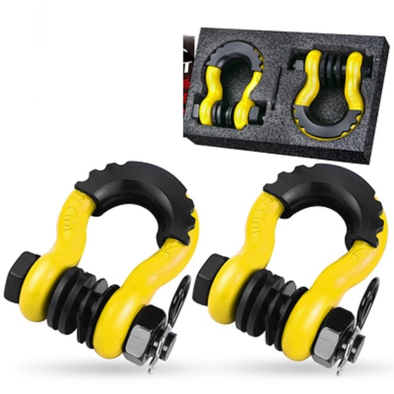 3/4” 2pcs 19Ton 42000lbs U type heavy duty drop forged D-ring shackle u-hook loop hook trailer rope automobile SUV modification