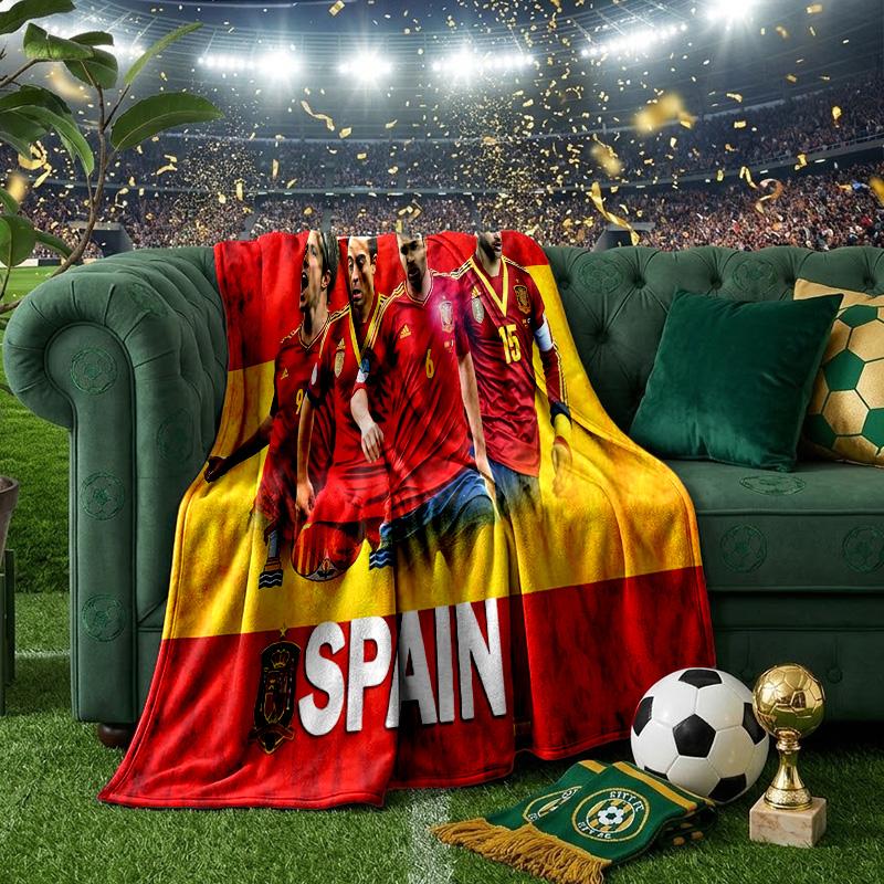 Spain Flag Map Art Throws Blanket Flannel Blankets Plush for Couch Bed Gifts for Men Women Travel picnic blanket Christmas fan gifts