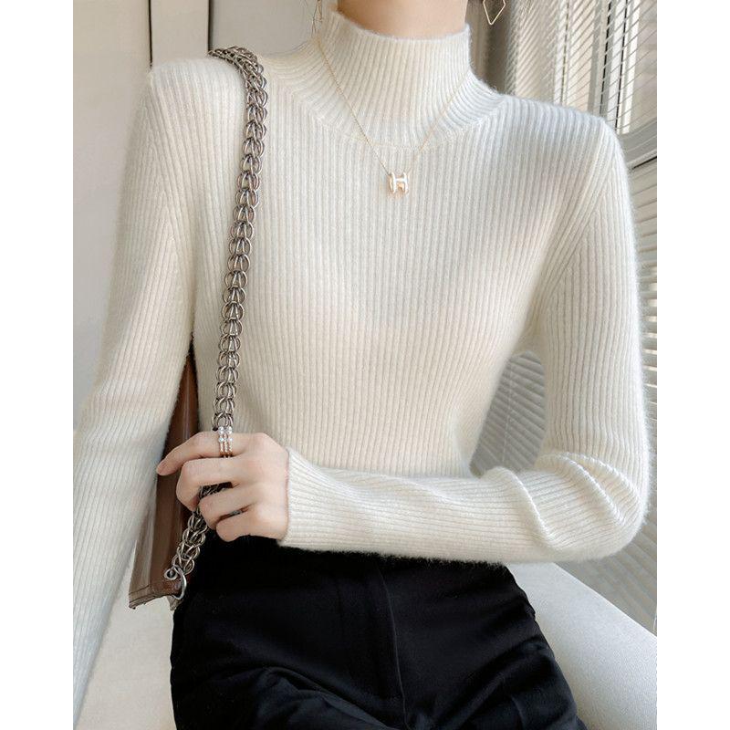 

Женский зимний облегающий свитер с высоким воротником, бесшовный, 2024 2XL белый