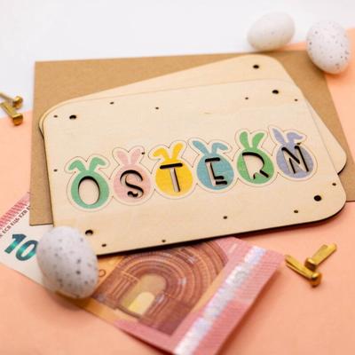 Easter Gift Wooden Greeting Card Wallet Suitable For Giving To Children, Family Members, Holiday Gifts, Pocket Wallet