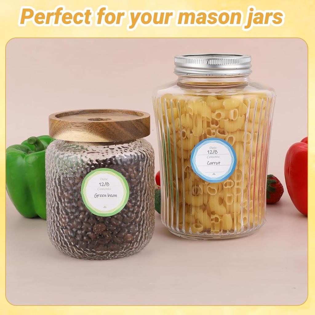 Removable Mason Jar Lid Labels 90 Canning Labels for Jars and Lids Canning Jar Label Stickers Floral Round for Food Container Spice Lids Canister