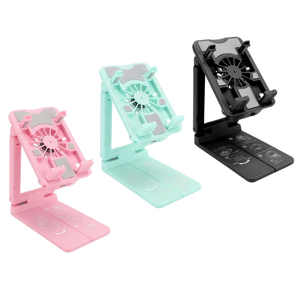 Cell Phone Cooler Stand Height Adjustable Mobile Phone Radiator Fan with Colorful RGB Lights for Liv