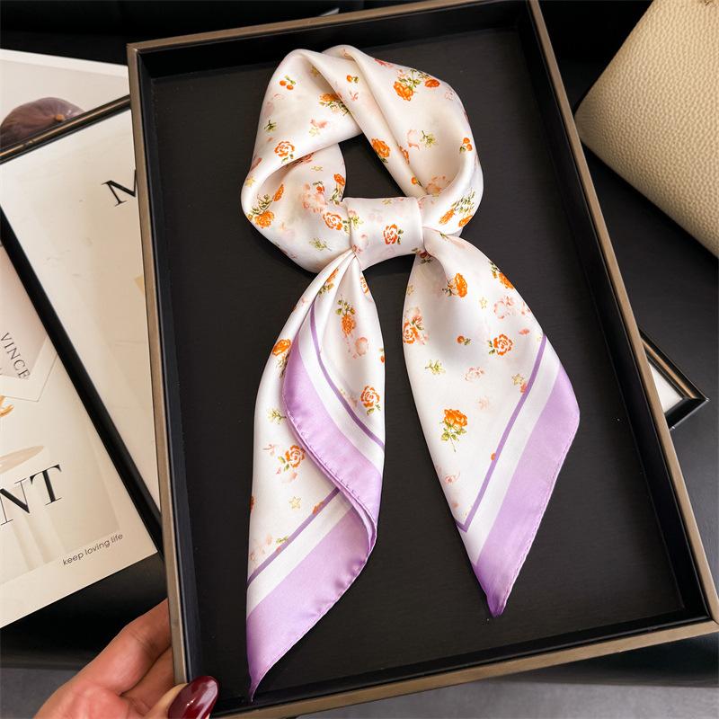 Fashion Cherry Print Silk Hairbands Scarf Women  New Elagant Bandana Neck Kerchief Head Bands Foulard Female Scarfs
