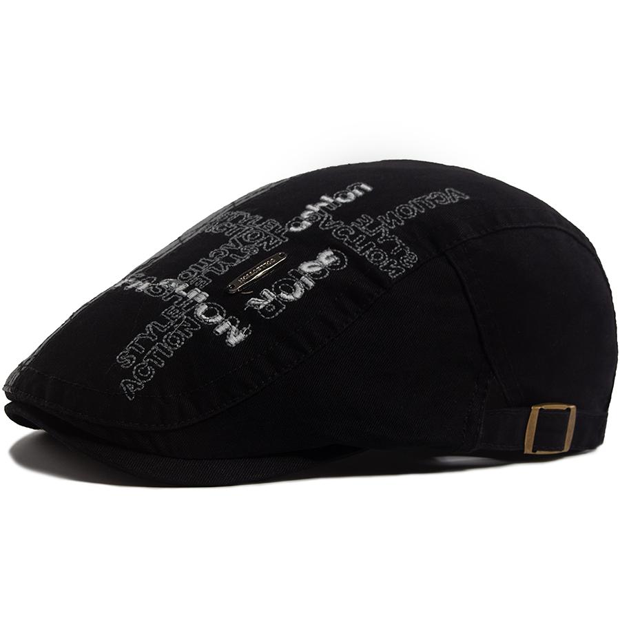 Letter Label Men Berets Fashion Embroidery Vintage Newsboy Cap Spring Autumn Flat Caps For Male Casual Outdoor Women Sun Hat