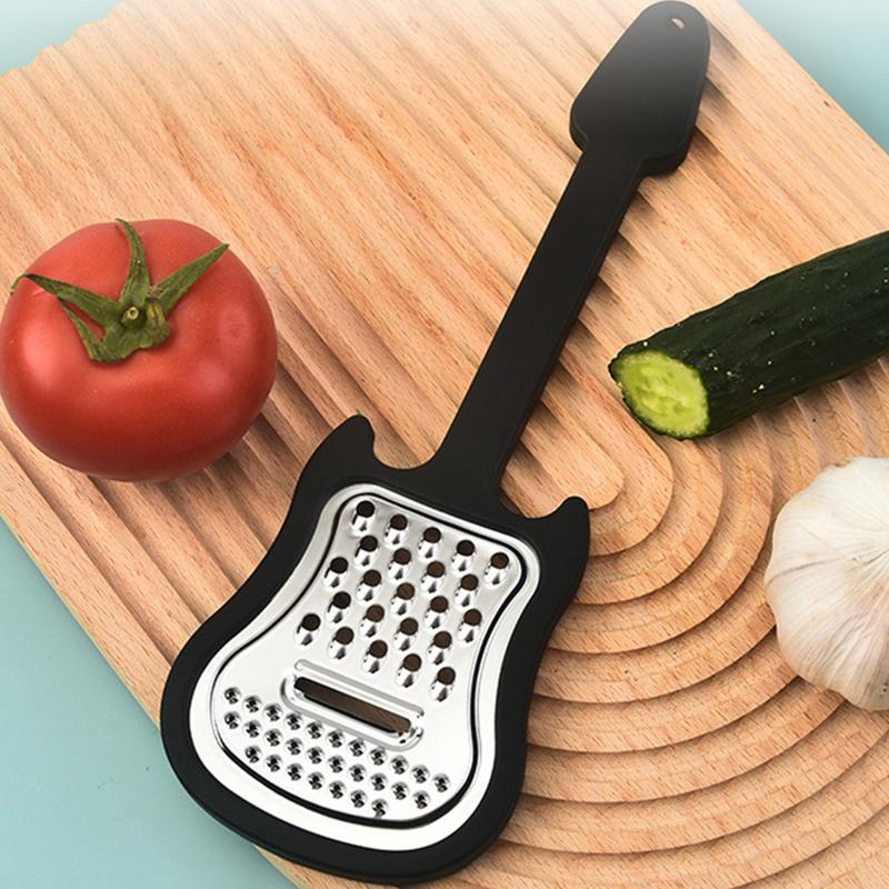 Handheld Fruit Grater Stainless Guitar Shape Metal Cheese Grater Comfortable Grip Kitchen Grater Fruit Pulp Crusher For Citrus