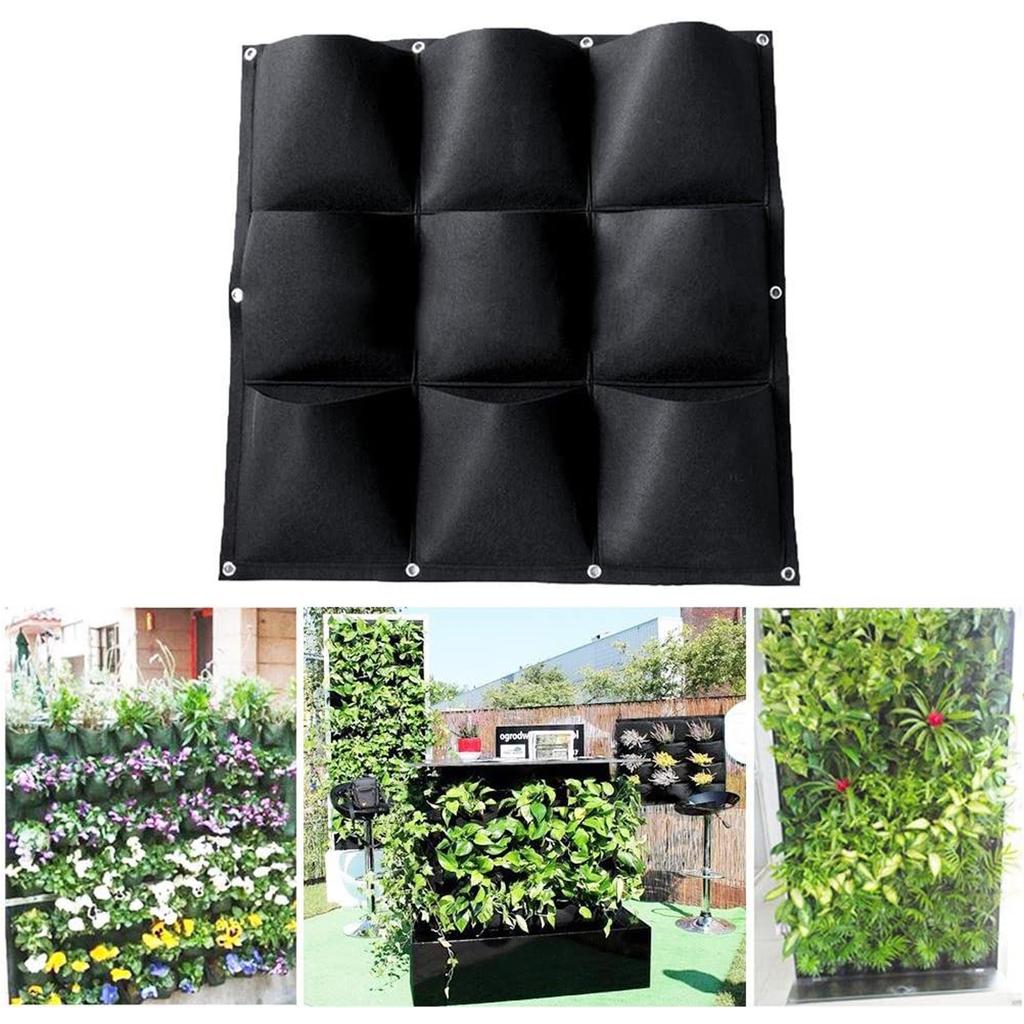 Wall Hanging Planting Bag,9 Pockets Vertical Garden Planters Bag For Plant,