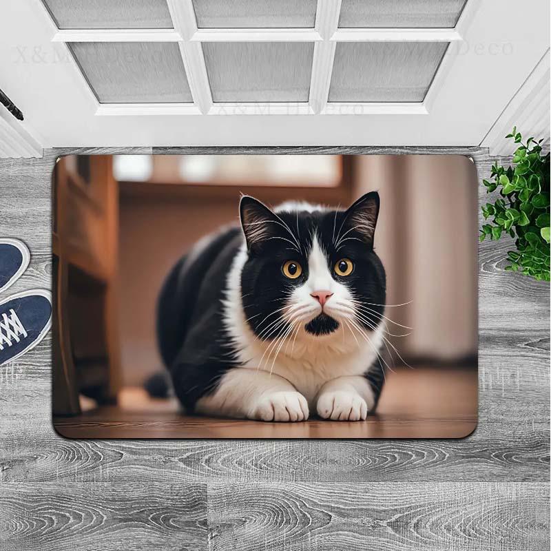 1 Pezzo Tappeti da Cucina Antifatica, Stampa Gatto Bianco Nero Impermeabile Antiscivolo Spesso Ammortizzato Tappetino da Cucina Resistente Tappetino Comfort per Stare in Piedi per Cucina