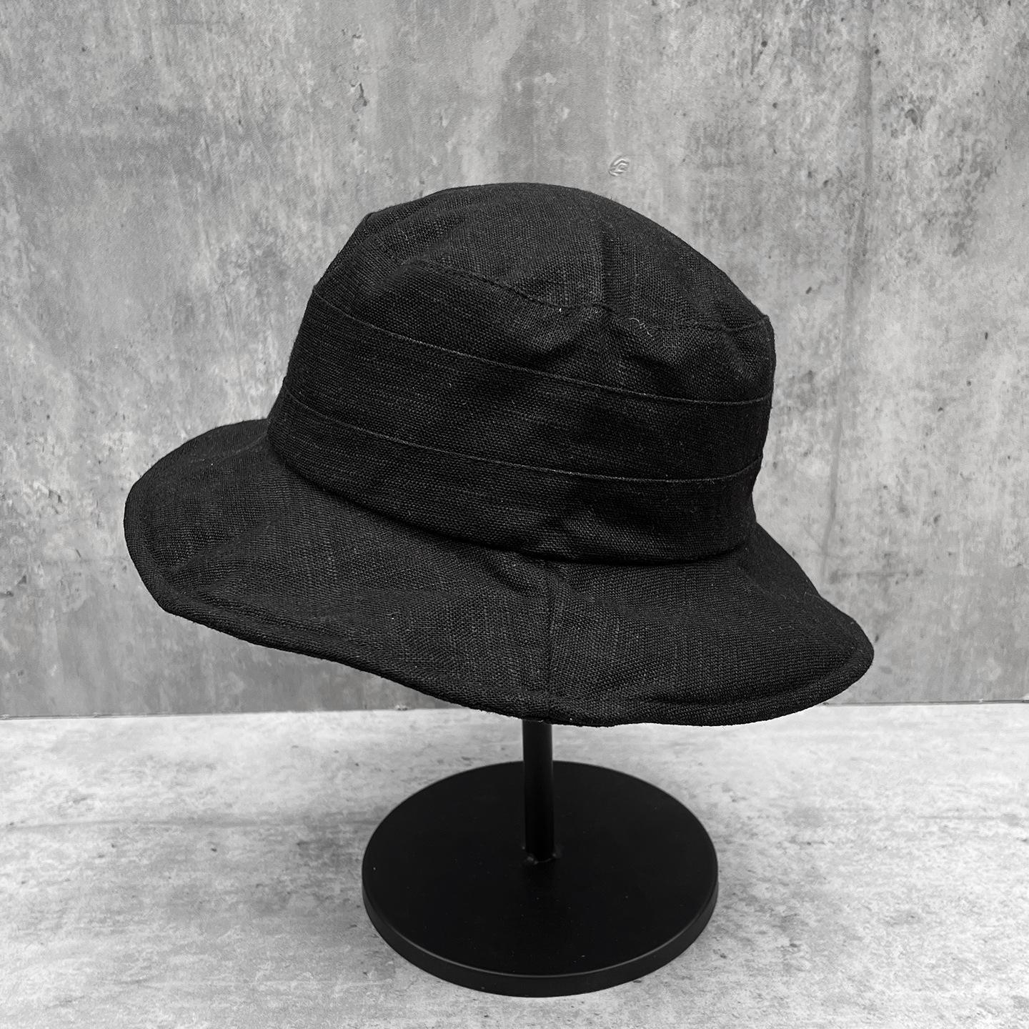 

Summer Big Brim Cotton Linen Bucket Hat for Women s Spring Japanese Floding Thin Breathable Sunscreen Office Lady Beach Hats M 56-58cm чорний