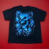Vintage Liquid Blue 2013 Skull Pile Y2k All Over Print T Shirt Unisex Size 2xl Vintage Washed Soft Casual Designer Clothes Unisex