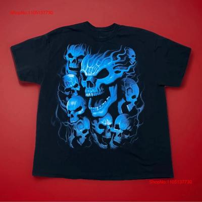 Vintage Liquid Blue 2013 Skull Pile Y2k All Over Print T Shirt Unisex Size 2xl Vintage Washed Soft Casual Designer Clothes Unisex