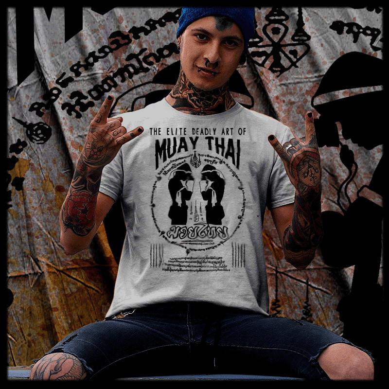 

Muay Thai T-shirt Thai boxing Sak Yant Tattoo Thai Boxer Thailand fighter tee S