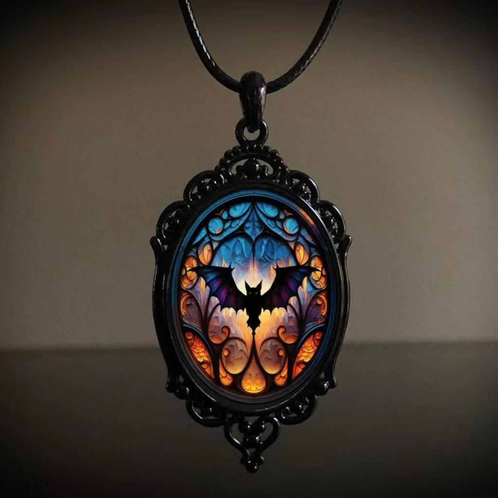 Gothic Raven Cross Pendant Necklace With Alloy Material For Halloween Costume Accessory