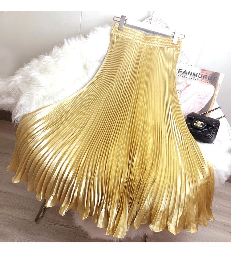 High Waist Satin Pleated Fishtail Skirt - 1 Meter Long Women's Dance Skirt with Large Swing and Medium Length.