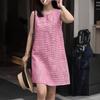 ZANZEA Women Casual Round Neck Summer Plaid Print Sleeveless Dress