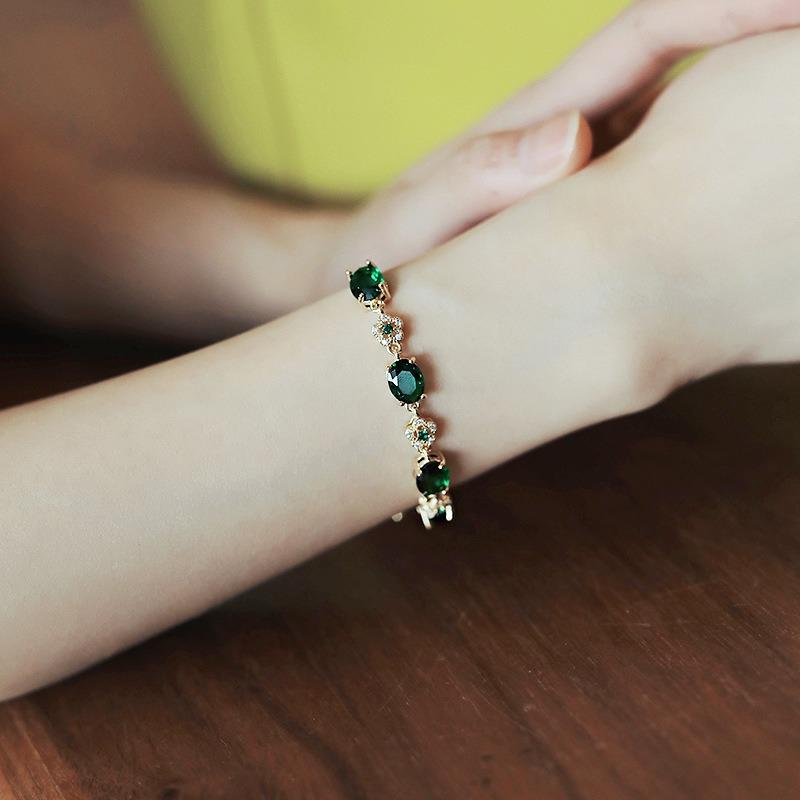 Real gold electroplating Korea Dongdaemun fashion new personality trendy zircon exquisite bracelet Internet celebrity temperament design jewelry