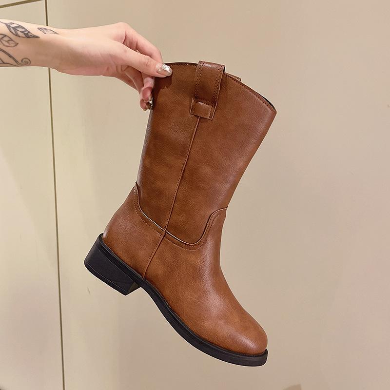 Ritterstiefel mit grobem Absatz und Mittelsohle, Martin-Stiefel für Damen