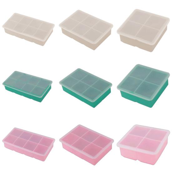 Silicone Ice Cube Tray with Lid 4/6/8 Cavities Easy Release Summer Refrigerator Cocktail Whiskey Ice Maker Press Mold Kitchen Supplies