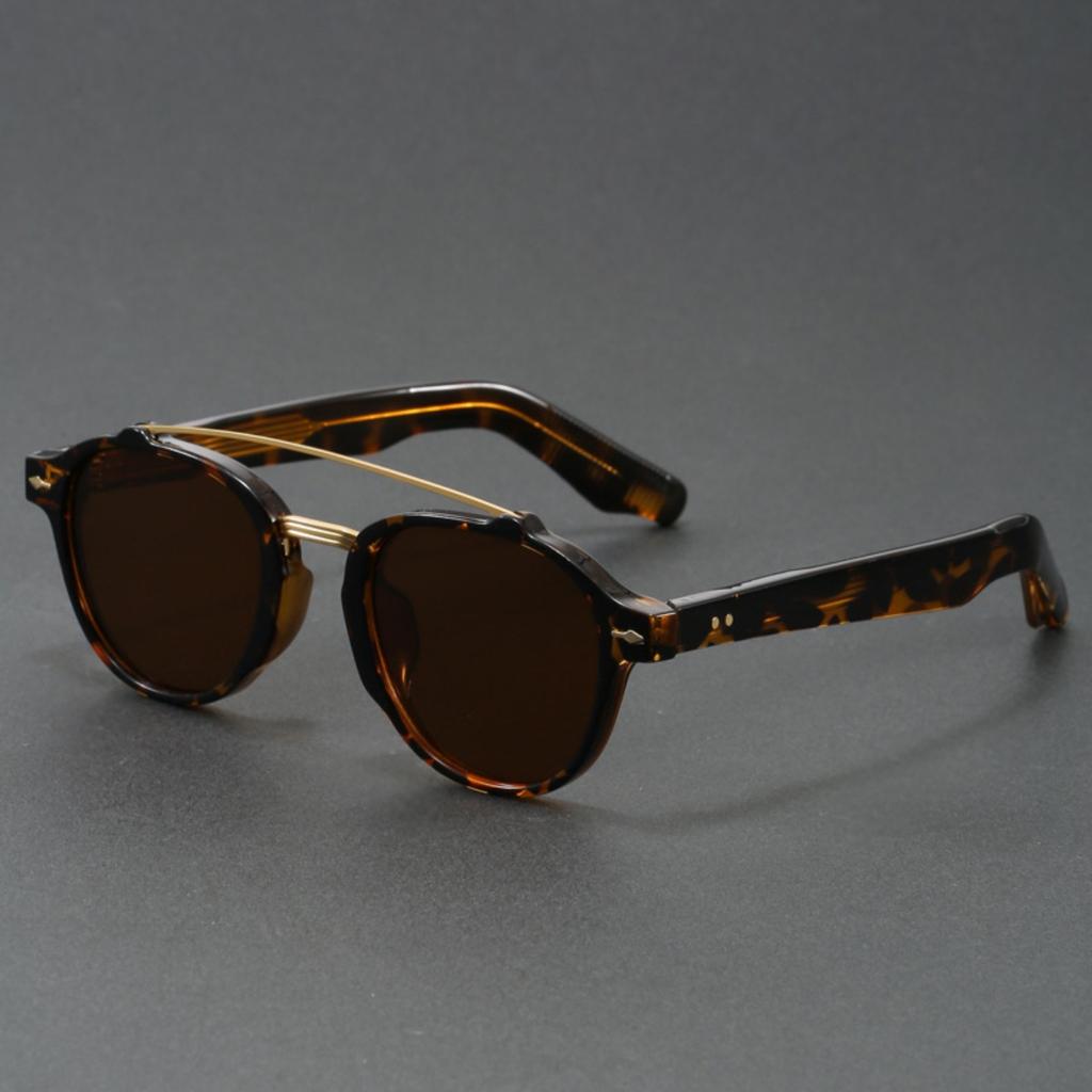 Retro round fashion glasses double beam sunglasses unisex vintage style UV protection