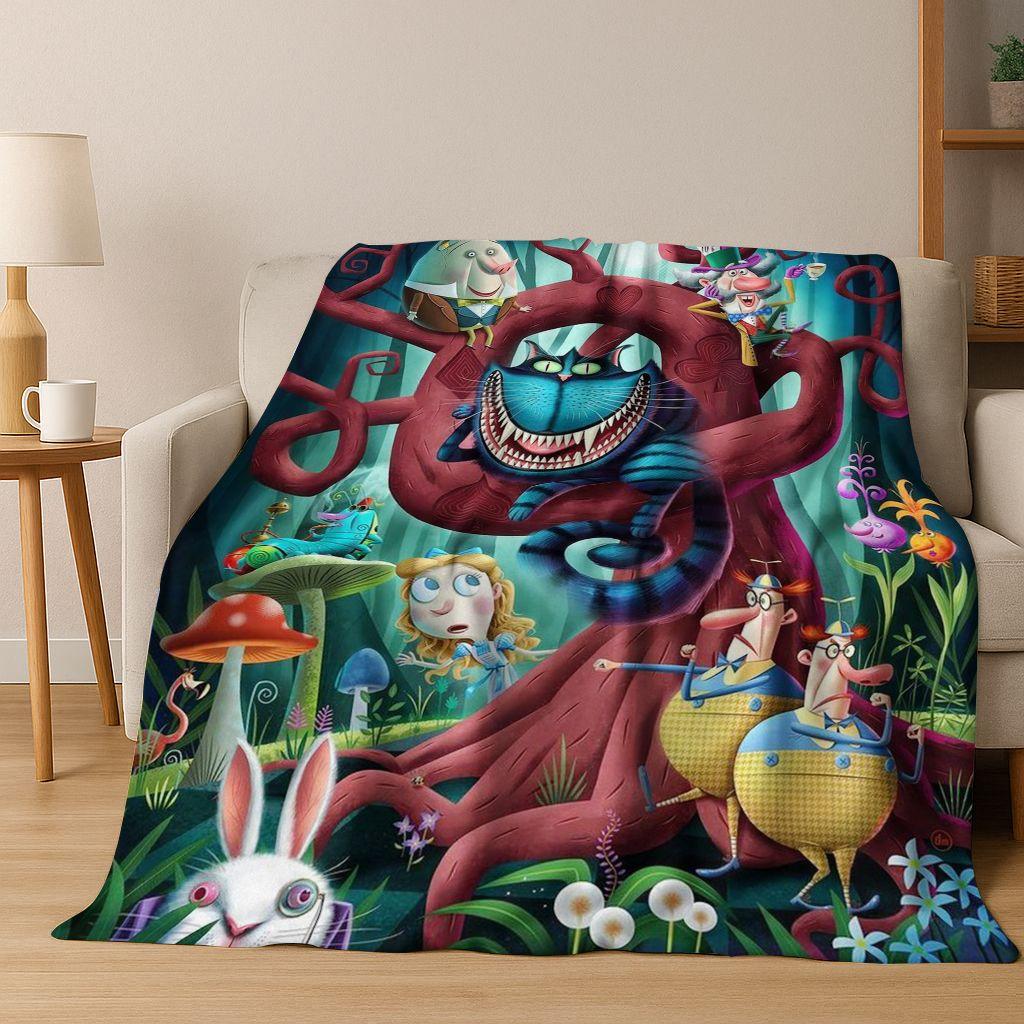 Dream Cheshire Cat Alice In Wonderland Cartoon Flannel Blanket,Cozy Soft Throw Blanket for Home Bedroom Bed Sofa Cover Gift Kid