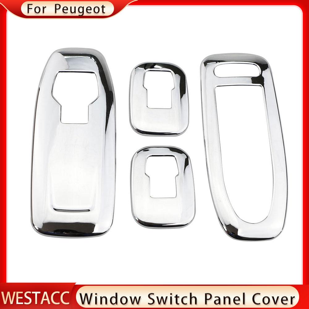 4 Stücke ABS Chrom Auto Fensterheber Schalter Panel Abdeckung Trim Aufkleber für Peugeot 2008 2014 2015 2016 2017 2018 