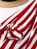 2025 European Striped Three-Quarter Sleeve Casual Shirt for Autumn/Summer