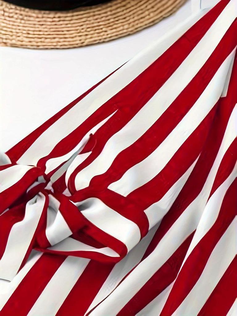 2025 European Striped Three-Quarter Sleeve Casual Shirt for Autumn/Summer