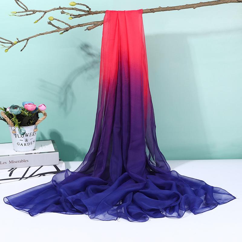 Gradient color silk scarf for autumn and winter, women's large sheer scarf, outdoor fashion scarf, sun protection shawl, beach scarf, stylish