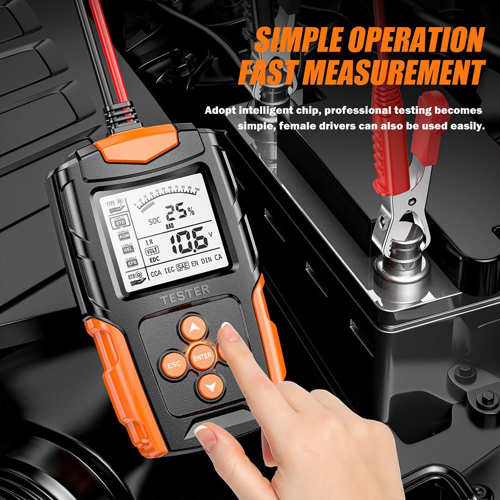 FOXSUR Car Battery Tester Analyzer 12V 24V VRLA GEL AGM Automotive Quick Load Plug Cranking Test Diagnostic Tools For Motorcycle