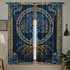 2pcs Viking Tree of Life Blackout Curtains   Scandinavian Pirate Style   Woven Polyester Pongee   Semi-Sheer Roller Embossing   Mach