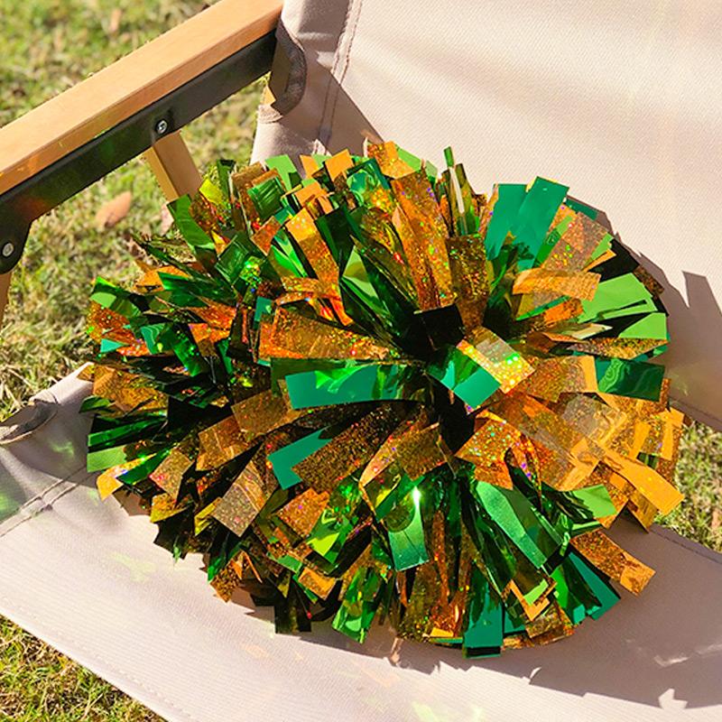 Colorful Laser Cheerleading Pom Poms with Baton Handle for Team Spirit Sports Dance Cheering Kids Adults