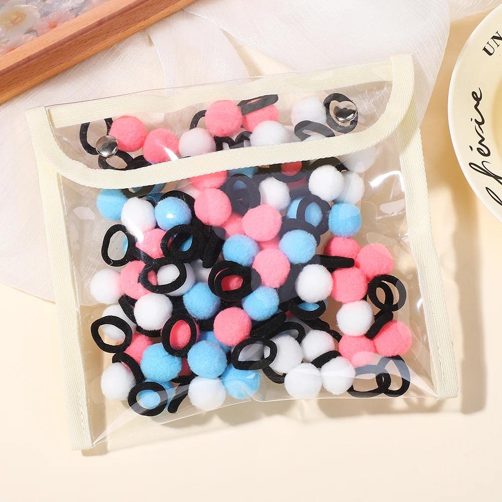 

30 шт. Детские эластичные резинки для волос для девочек с плюшевым шариком, резинки для волос для детей, милые резинки для волос, заколка, детские аксессуары для волос