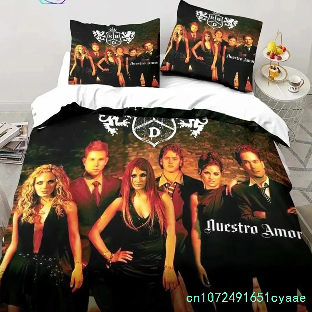 Band RBD Bettwäsche-Set Einzelbett Twin Full Queen King Size Bettwäsche-Set Schlafzimmer für Jungen und Erwachsene 3D-Druck Bettwäsche Geschenk für Musikliebhaber