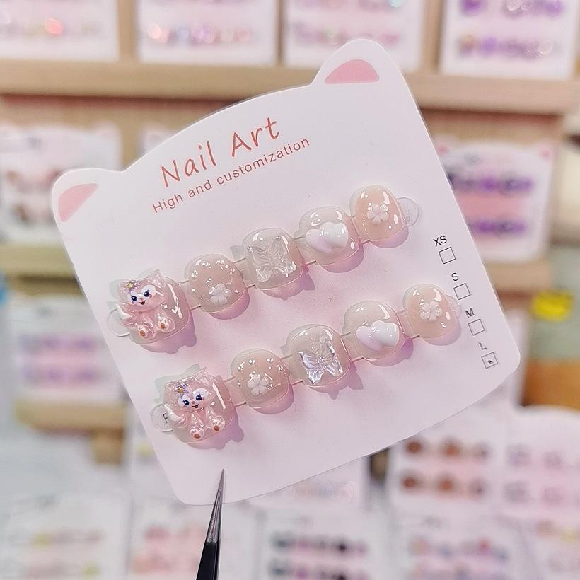 Kids' Wearable Nail Art Stickers - Linna Bell Butterfly, Ages 3-12, Reusable & Cute Cartoon Design