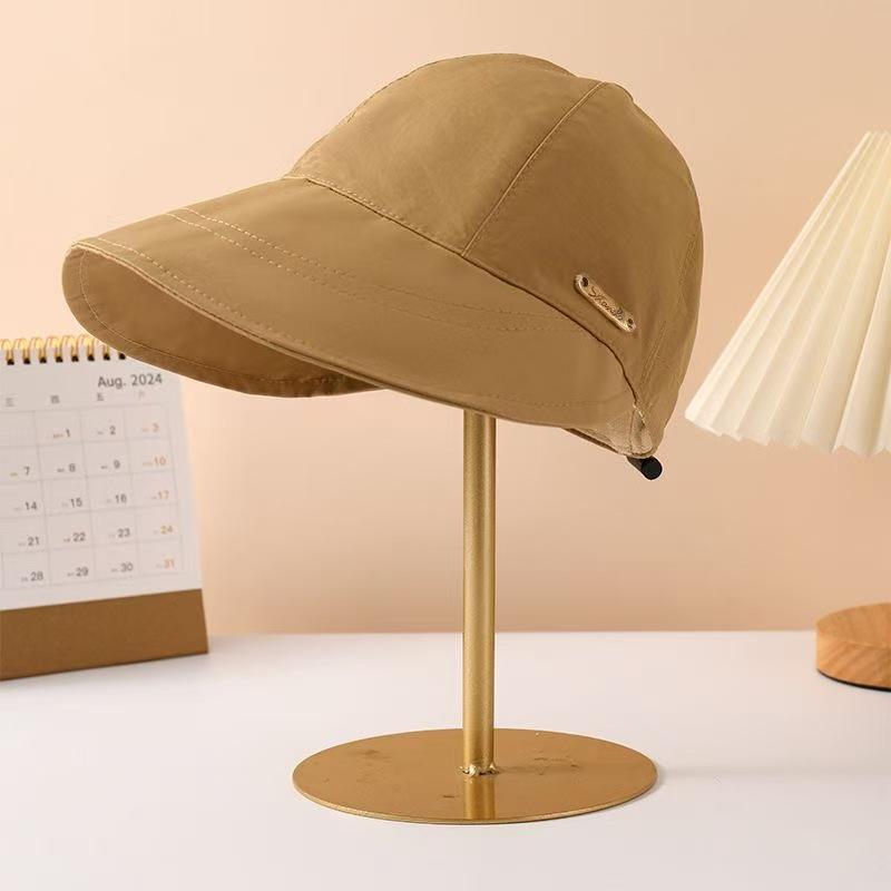 Women's Breathable Wide Brim Sun Hat with UV Protection, Open Top, Ponytail Tie, Mesh Design for Summer Cycling