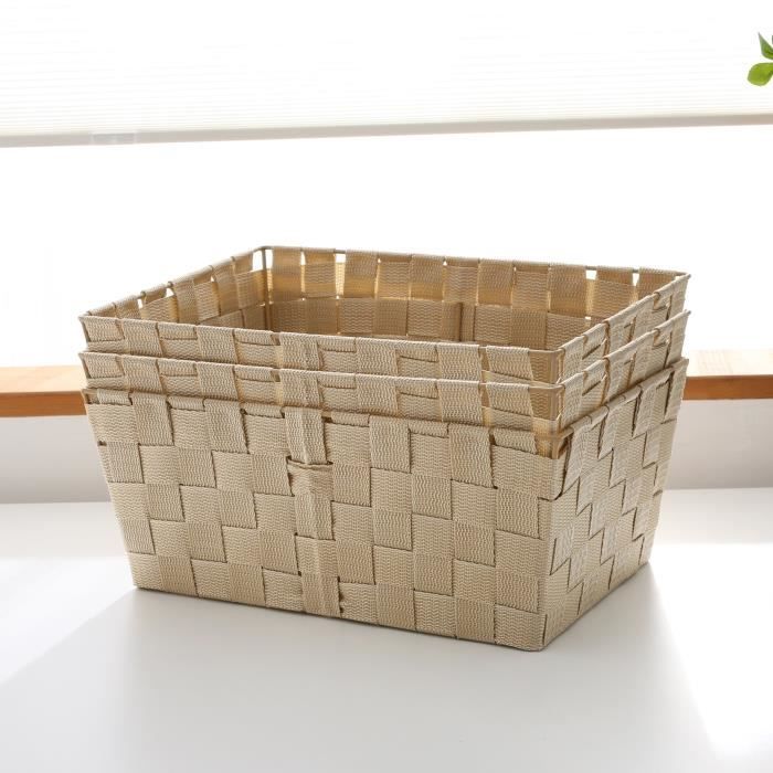 Panier de rangement - Noname - Lot de 3 - Polypropylène - 33 x 23 x 14 cm - Beige