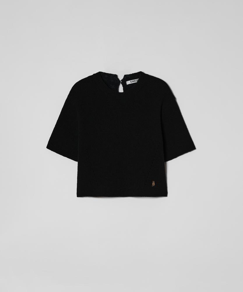 EAN JO Half Sleeve Knit Top (Black)